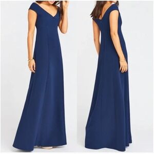 Show Me Your MuMu Dress S The Zurich Knot Gown Navy Bridesmaid Wedding Zip‎